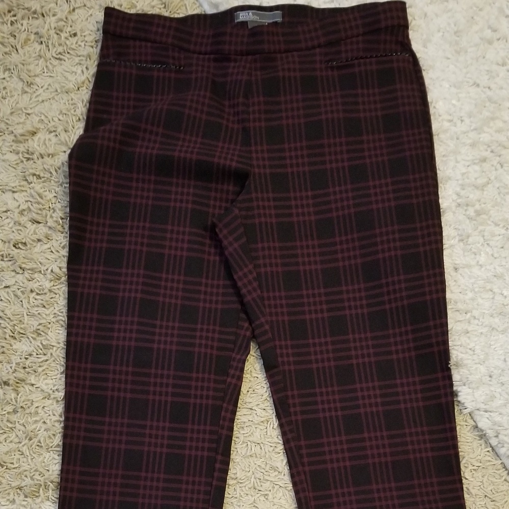 Maroon and black dress pants